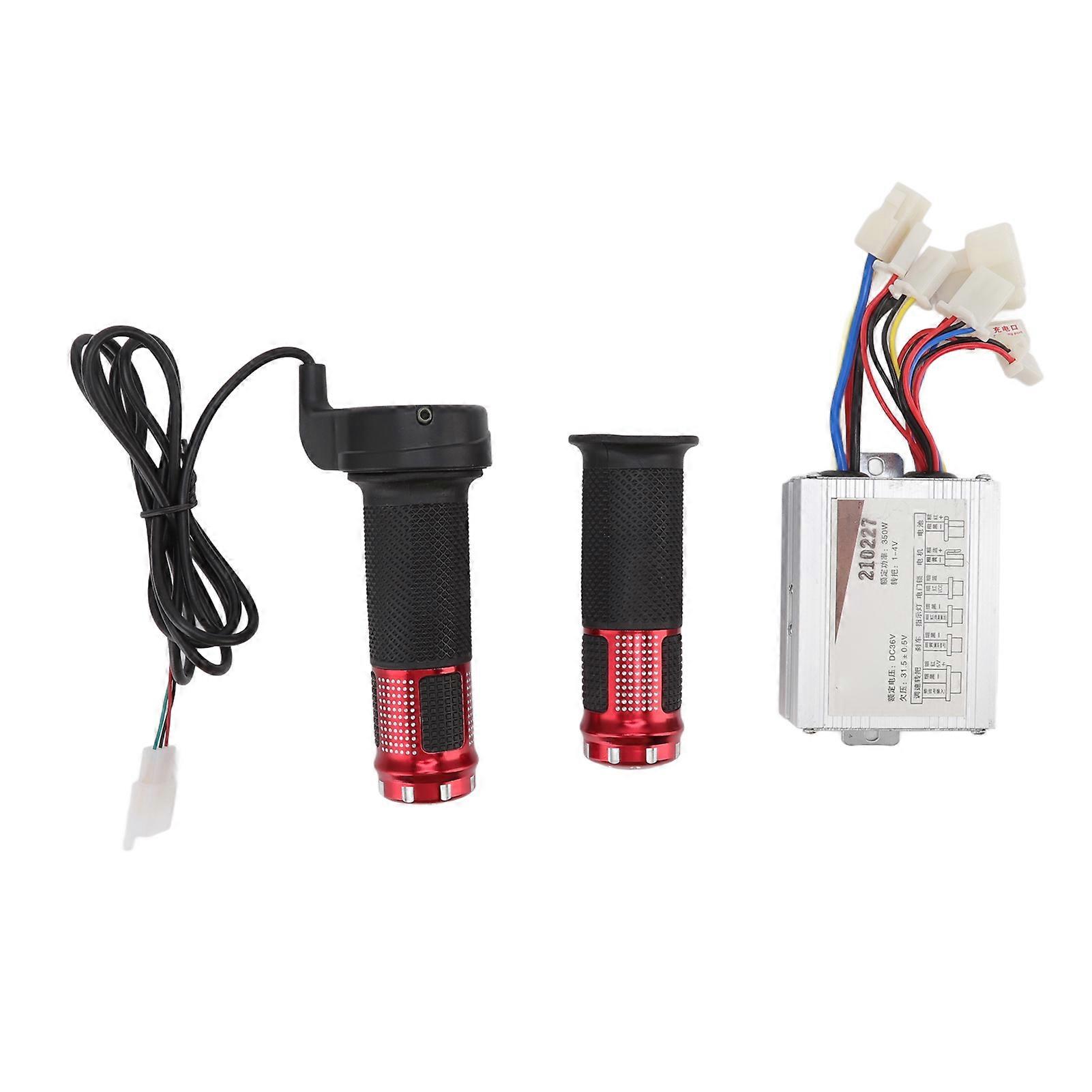 DC36V 350W Brushed Motor Speed Controller with Red Grips Set for Mechanical Equipment Electric Vehicles