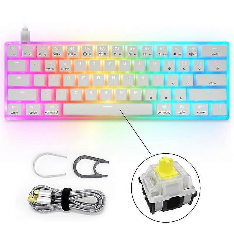 USB Wired Keyboard Waterproof Mini Compact 61 Keys Keyboard True RGB Backlit