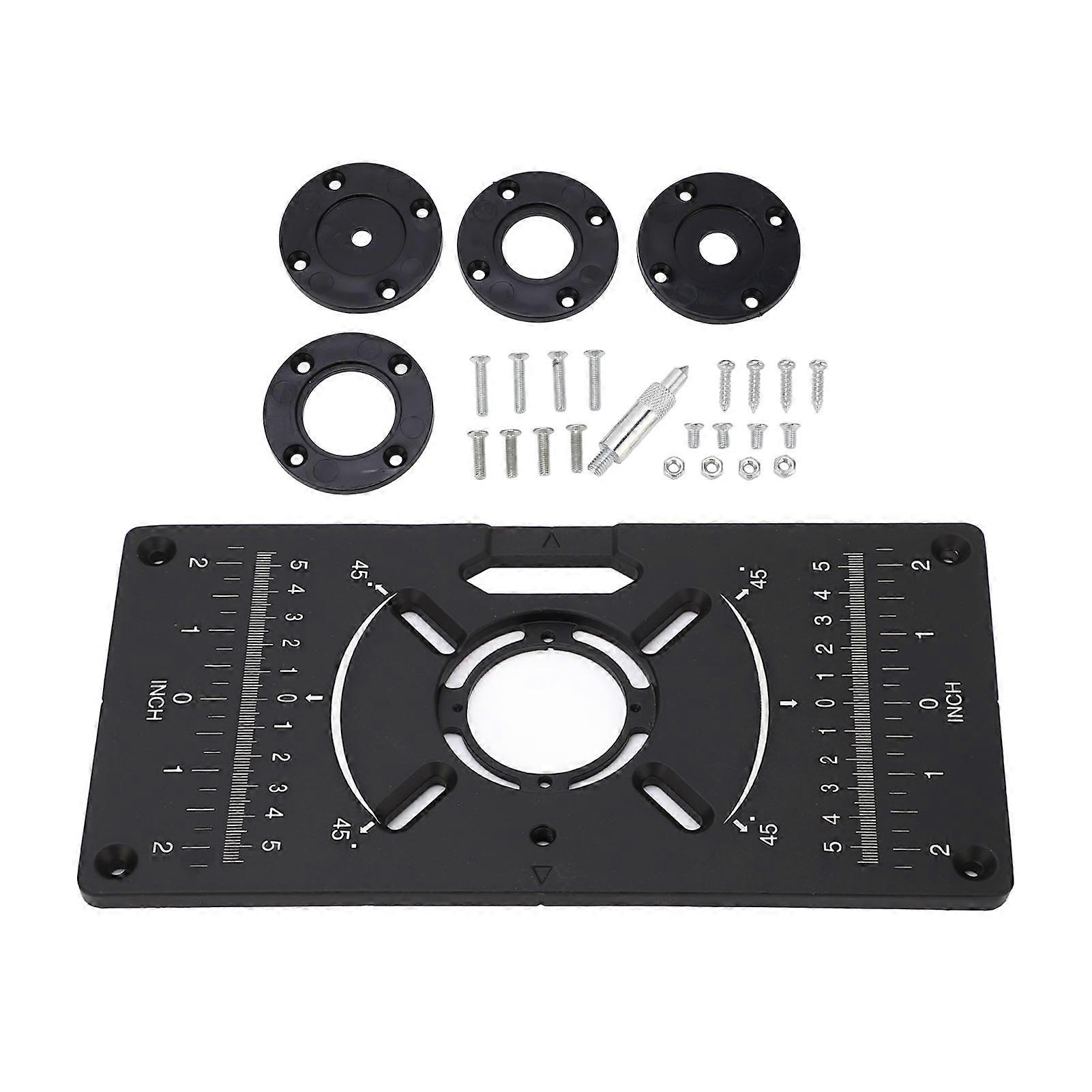 Router Plate Aluminum Alloy Router Table Insert Plate Universal Trimming Machine Flip Board Black