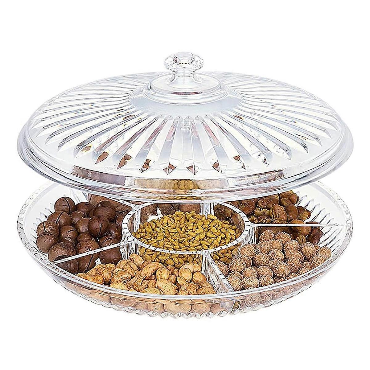 Creative Acrylic Multi Sectional Snack Serving Tray Set with Lid (Six Sections)