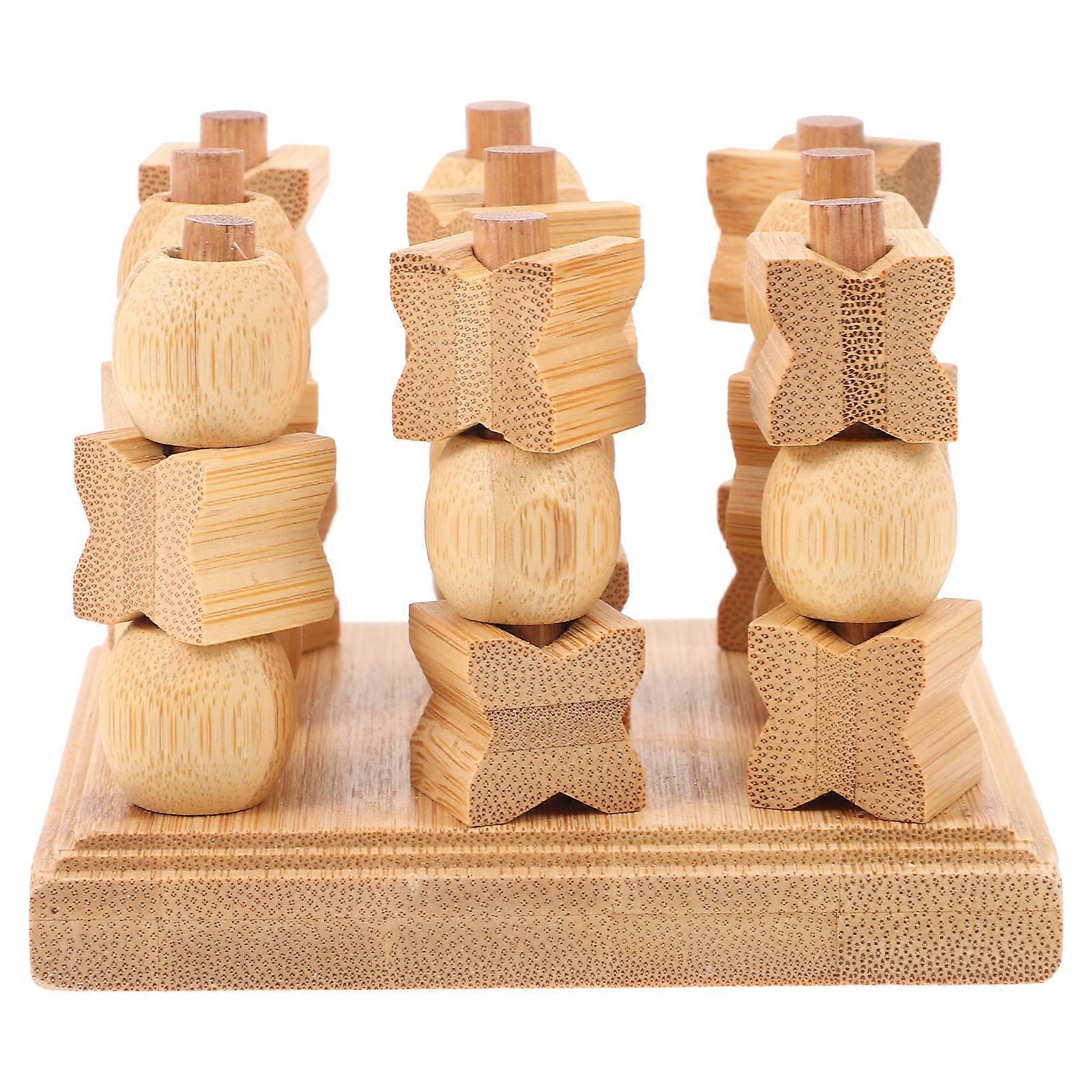 1 Set Wooden Board Game Toy Tic Tac Toe Chess Toy Intelligence Leisure Game Toy