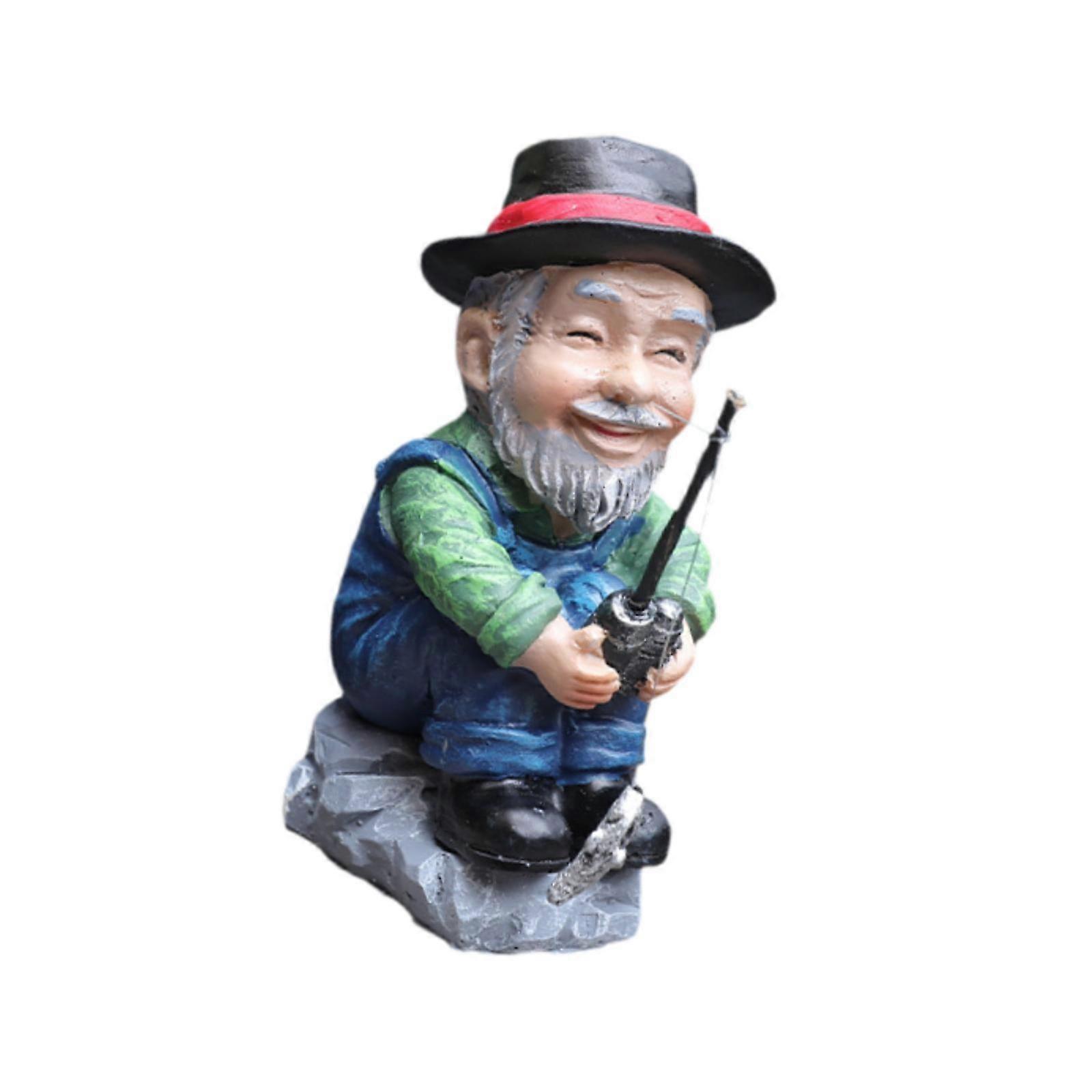 Fisherman Miniature Statue Table Ornament for Cabinets Shelf Multifunctional Old Man