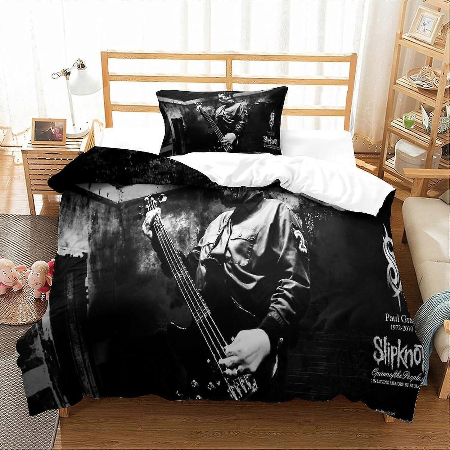 3D Cyfrowy Slipknot Print Trzyczęściowa pościel Poszewka na kołdrę z mikrofibry i poszewka na poduszkę Gry rysunkowe Poszewka na kołdrę Zestaw pościeli 2 szt