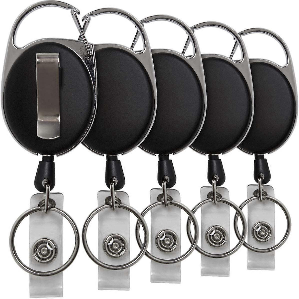 5個格納式IDバッジホルダーキーキーロールクリップ