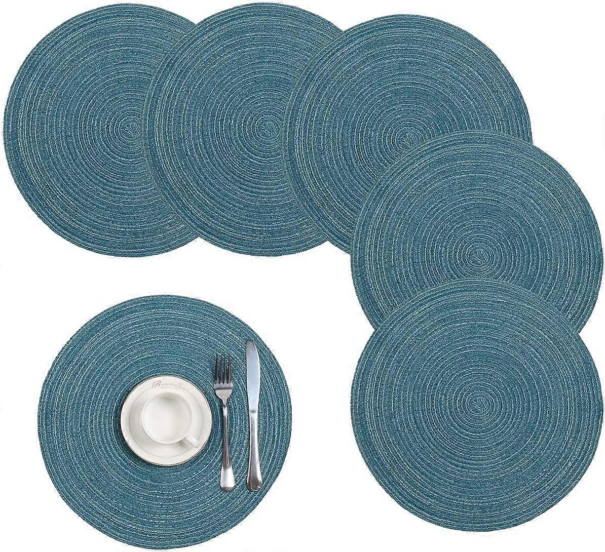 Table mat, round table mat 6 pieces, woven kitchen table mat diameter 38cm