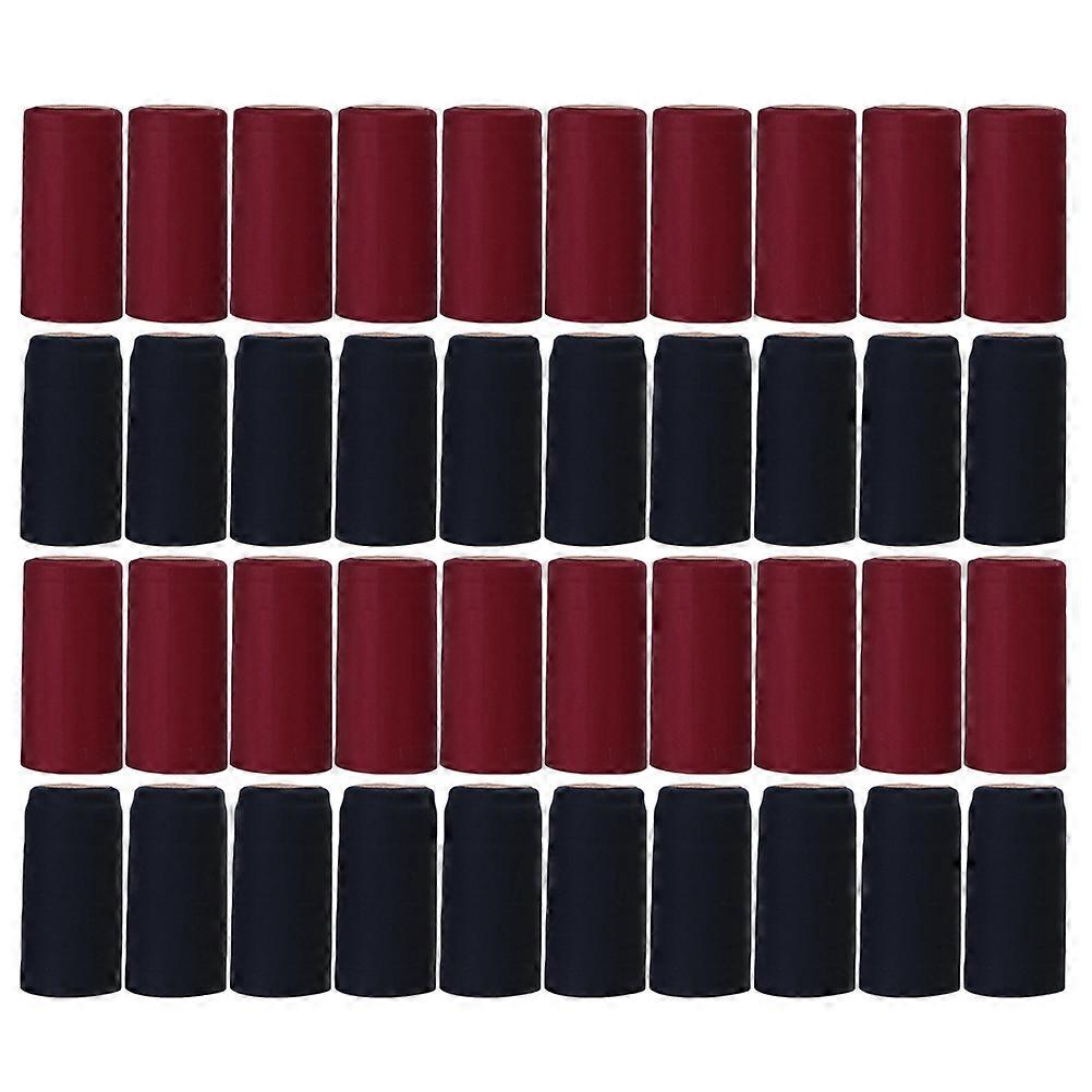 200pcs Wine Bottle Heat Shrink Capsules Wine Heat Shrinkable Red Wine Heat Shrinkable Film Usedful Wine Accessories (Red + Black)