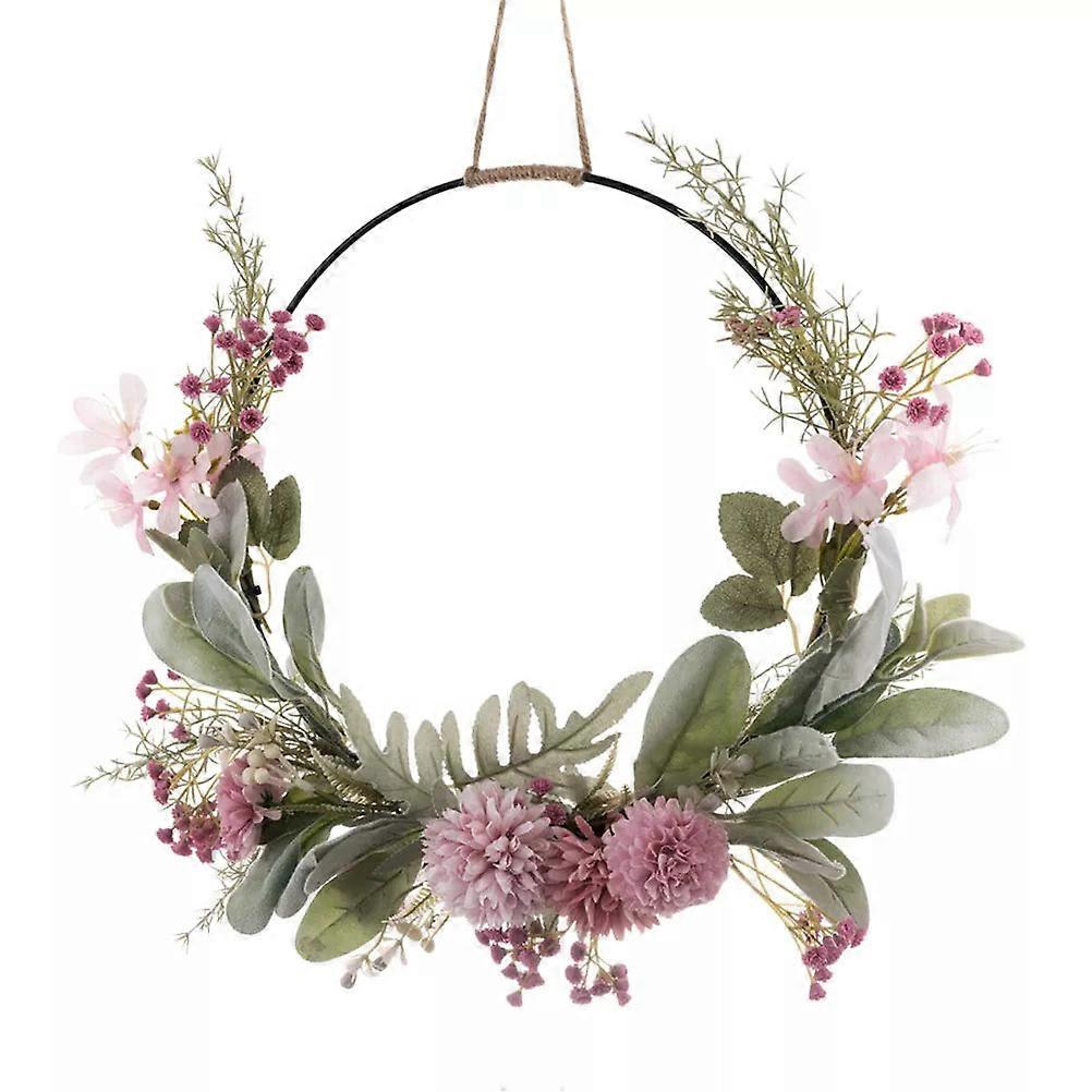 Nneoba Charming Pink Floral Valentine's Wreath | Home Décor | 16" Artificial Door Decoration