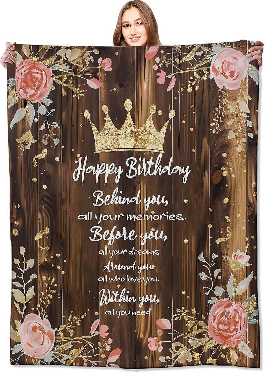fødselsdagsgaver, unikke bedste gavetæppe 50x60in til kvinder piger, rustikke blomsterkrone kærlighedstæpper, ideer til mor søster kone kvindelig datter bedstemor li