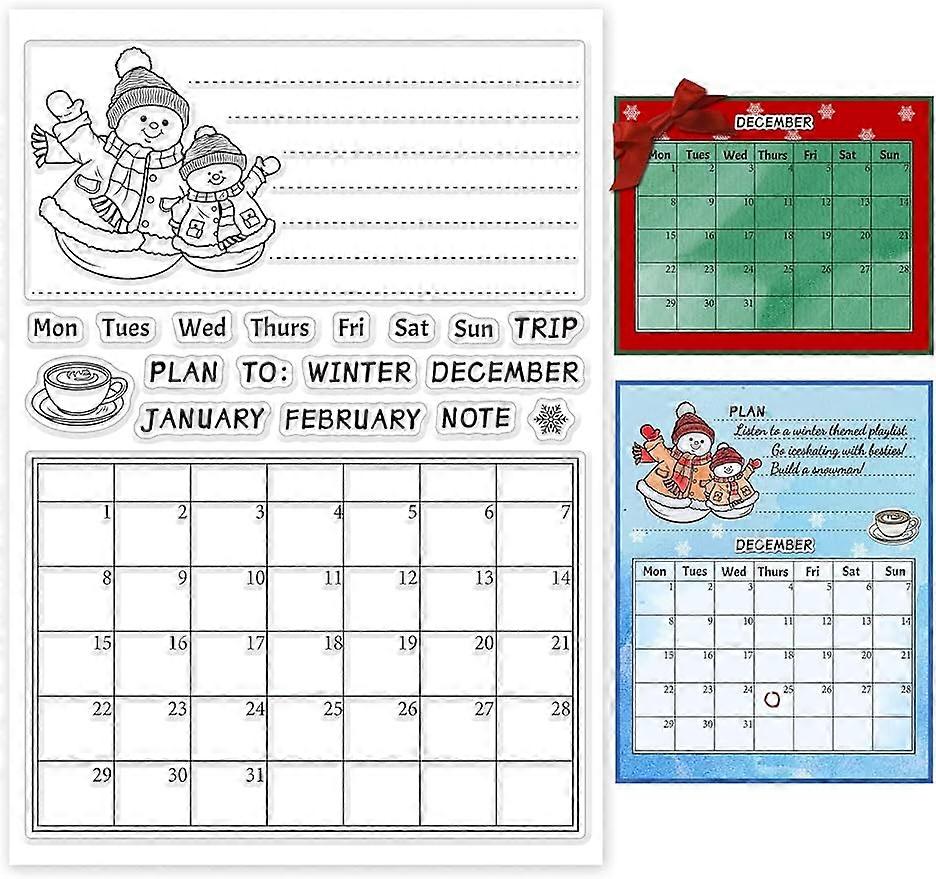 1Sheet Calendar Planner Background Silicone Clear Stamp