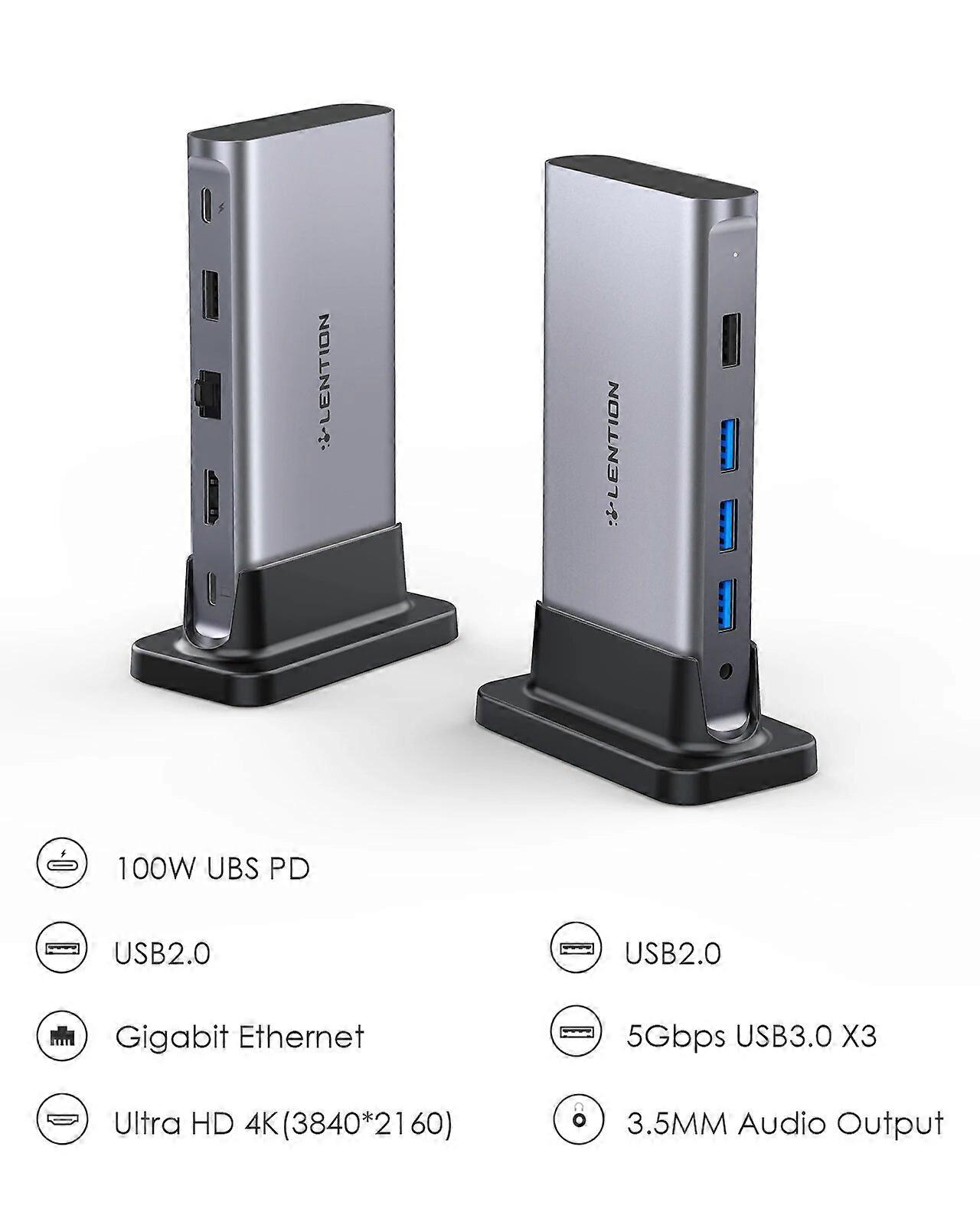 Lention USB C Docking Station with 100W PD 4K HDMI Gigabit Ethernet USB 3.0 2.0&Aux Adapter 2023 2016 MacBook Pro Air Surface