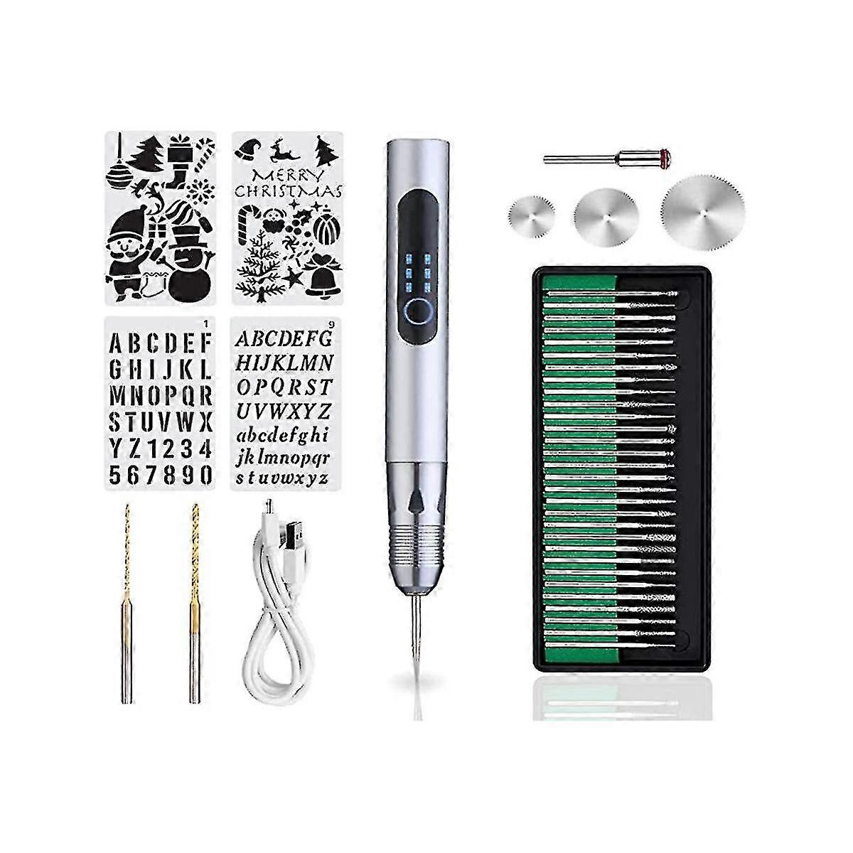 Usb Rechargeable Engraving Pen With 35 Bits And 4 Stencils,mini Electric Engraving Machines Engrave