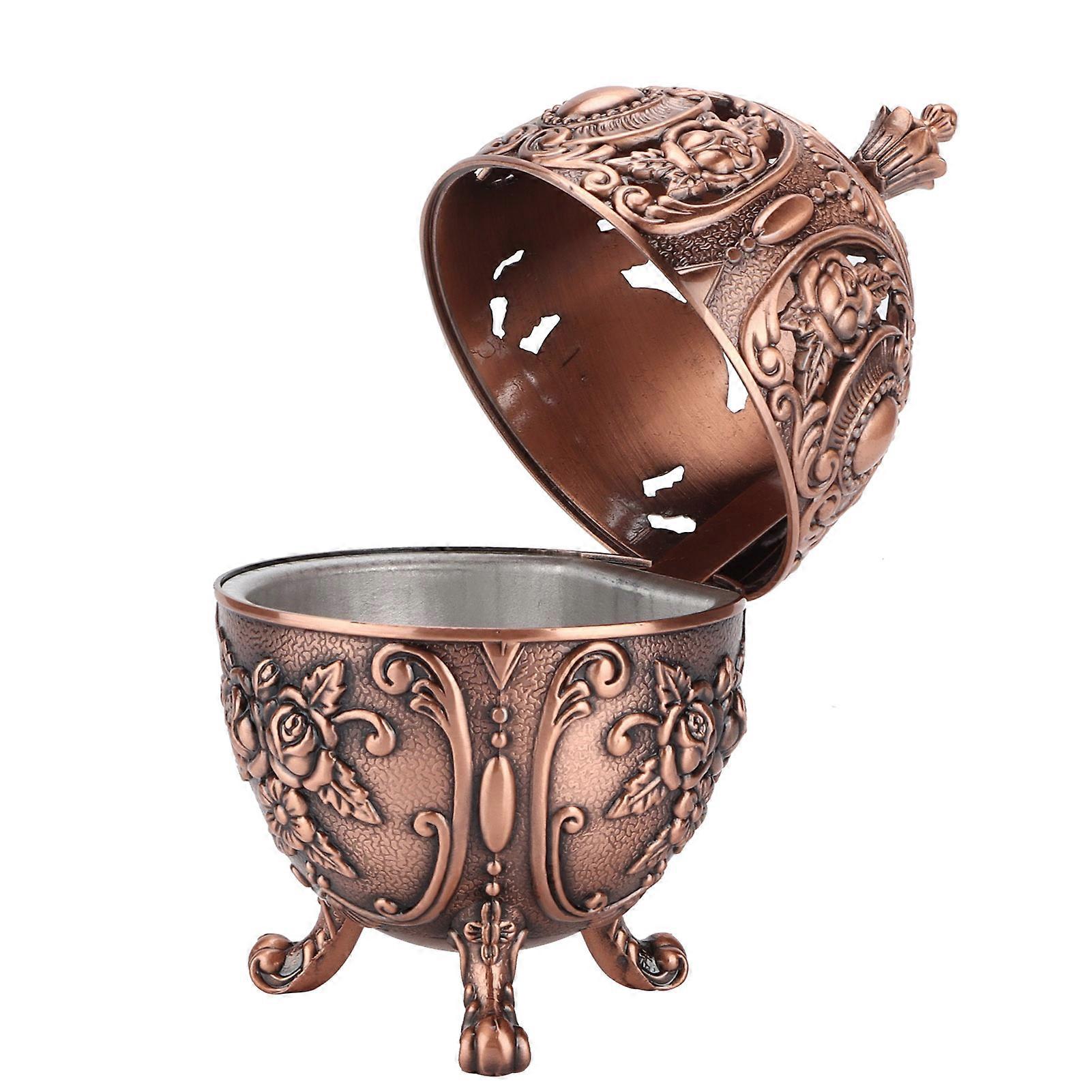 Incense Burner Retro Globe Alloy Home Decoration with Red Copper Color for Desktop