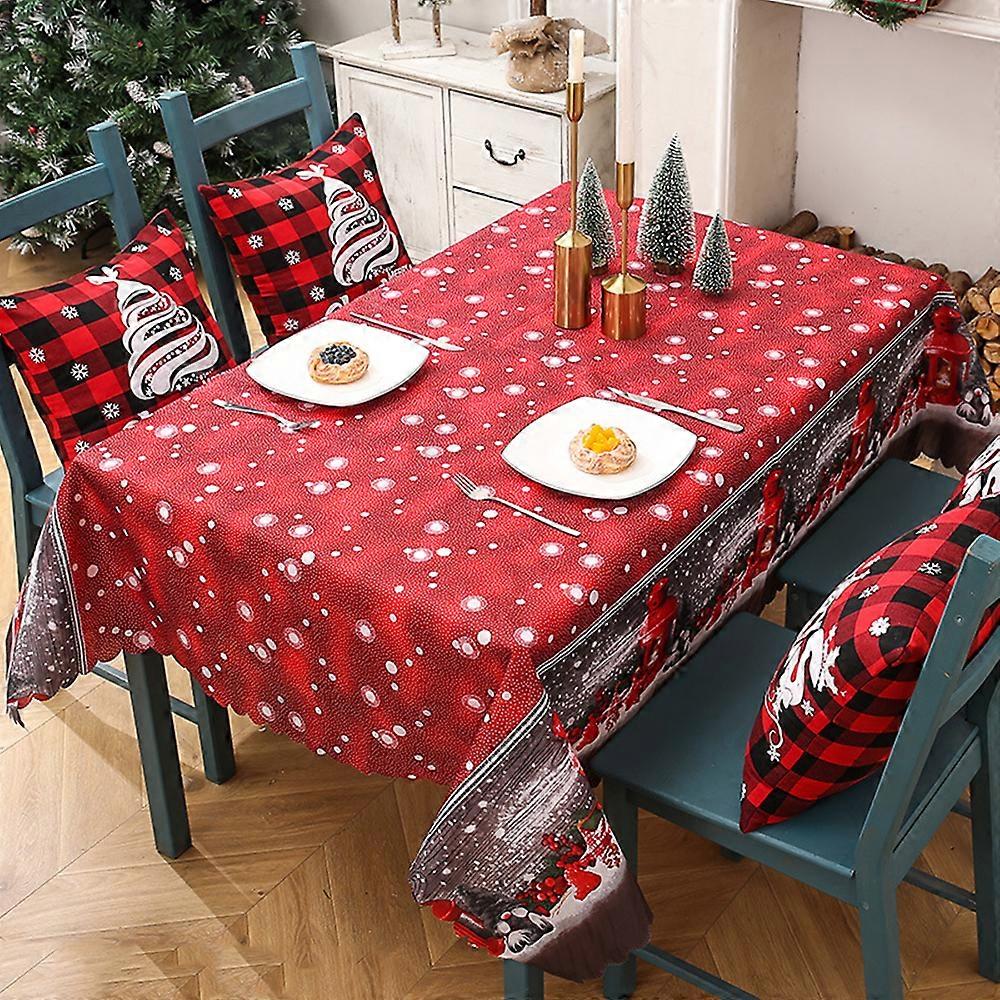 Toalha de mesa de Natal, toalha de mesa de Natal longa retangular de 180 x 150 cm toalha de mesa vermelha Toalha de mesa de jantar de Natal, grande lavável de Natal 