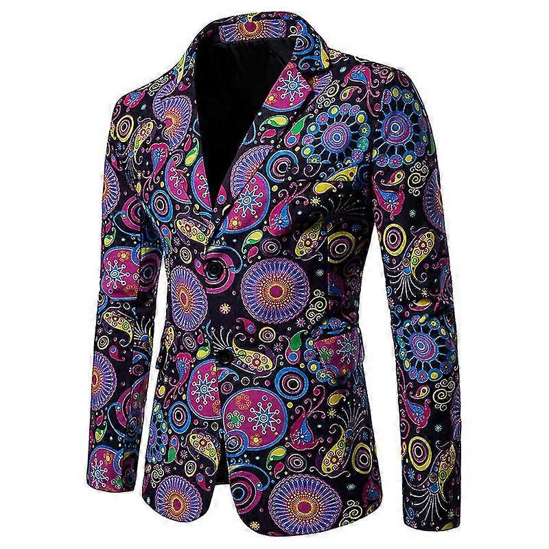 Mens Printed Suit Jacket 2 Button Floral Patterned Sport Coat Blazer Jacket