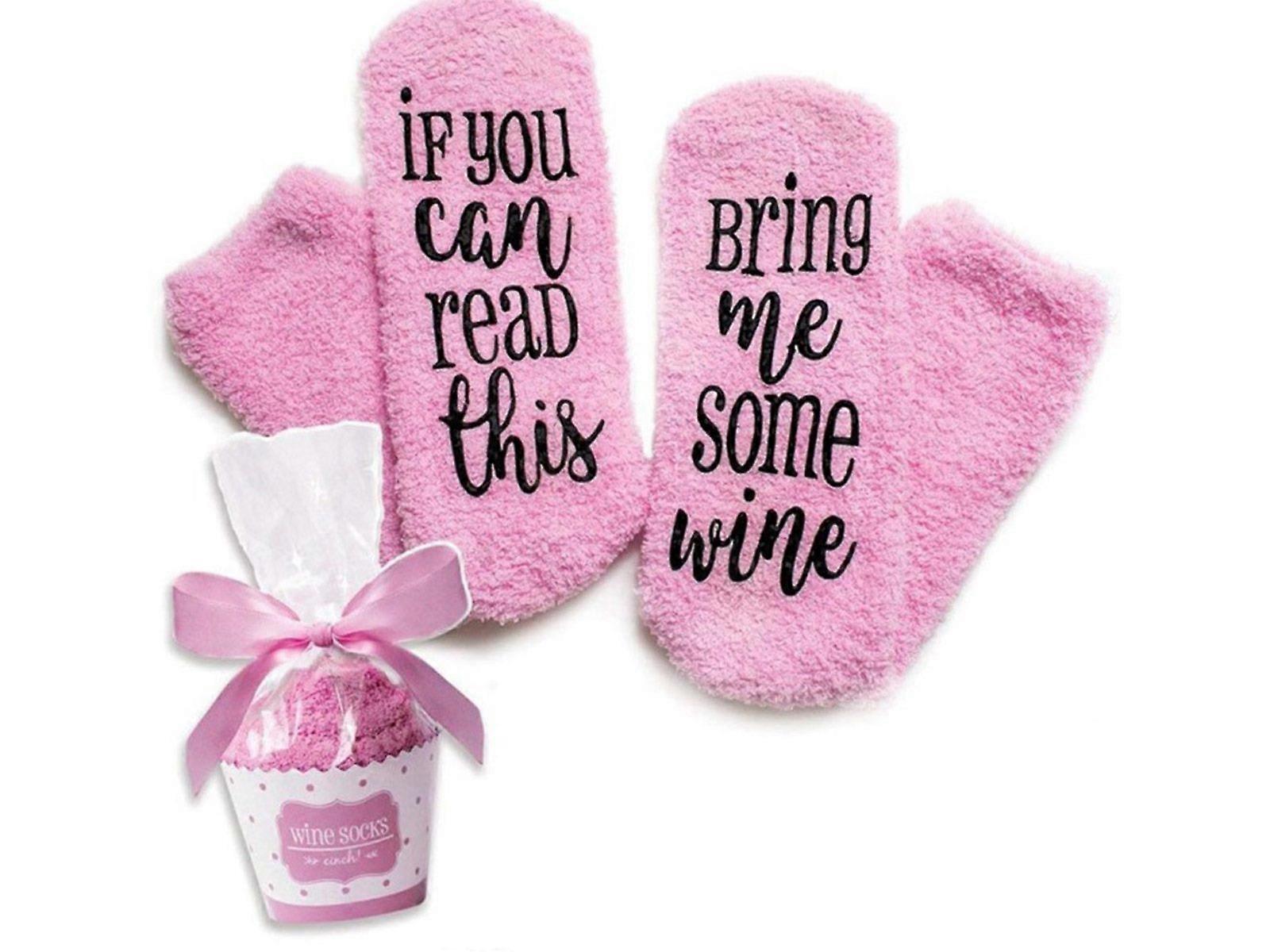 2Pairs Cake Socks Comfortable Dispensing Bottom Socks Letter Pattern Socks Pink