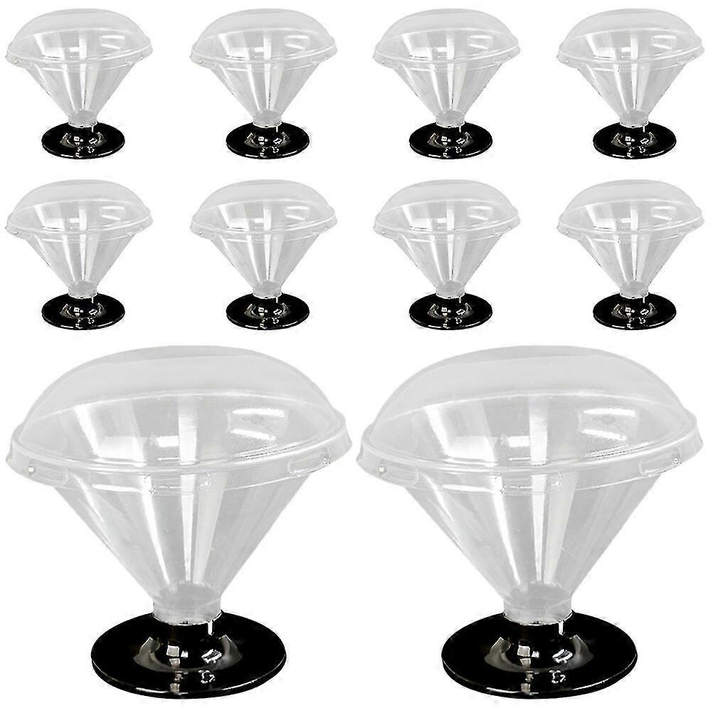 10pcs Clear Lidded Dessert Cups Disposable Appetizer Cup Goblet Dessert Cups