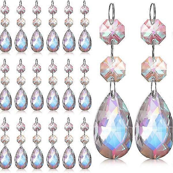 20pcs Rainbow Teardrop Crystal Chandelier Replacement Accessories