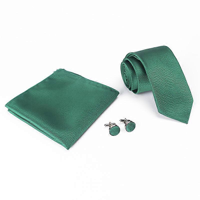 Solid Color Thread Tie Pocket Square Set Cufflinks Men's Tie Three Piece Set