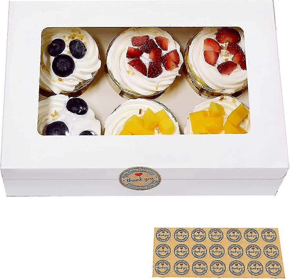 15pcs Heilwiy White Bakery Boxes With Window Paper Gift Boxes For Pastries. Cupcakes