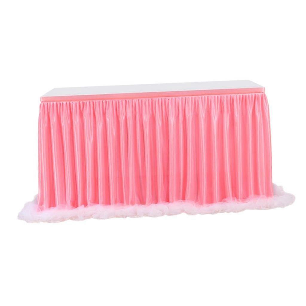 Pink Table Skirt Tulle Tutu for Rectangle or Round Table 9 ft x 30 in
