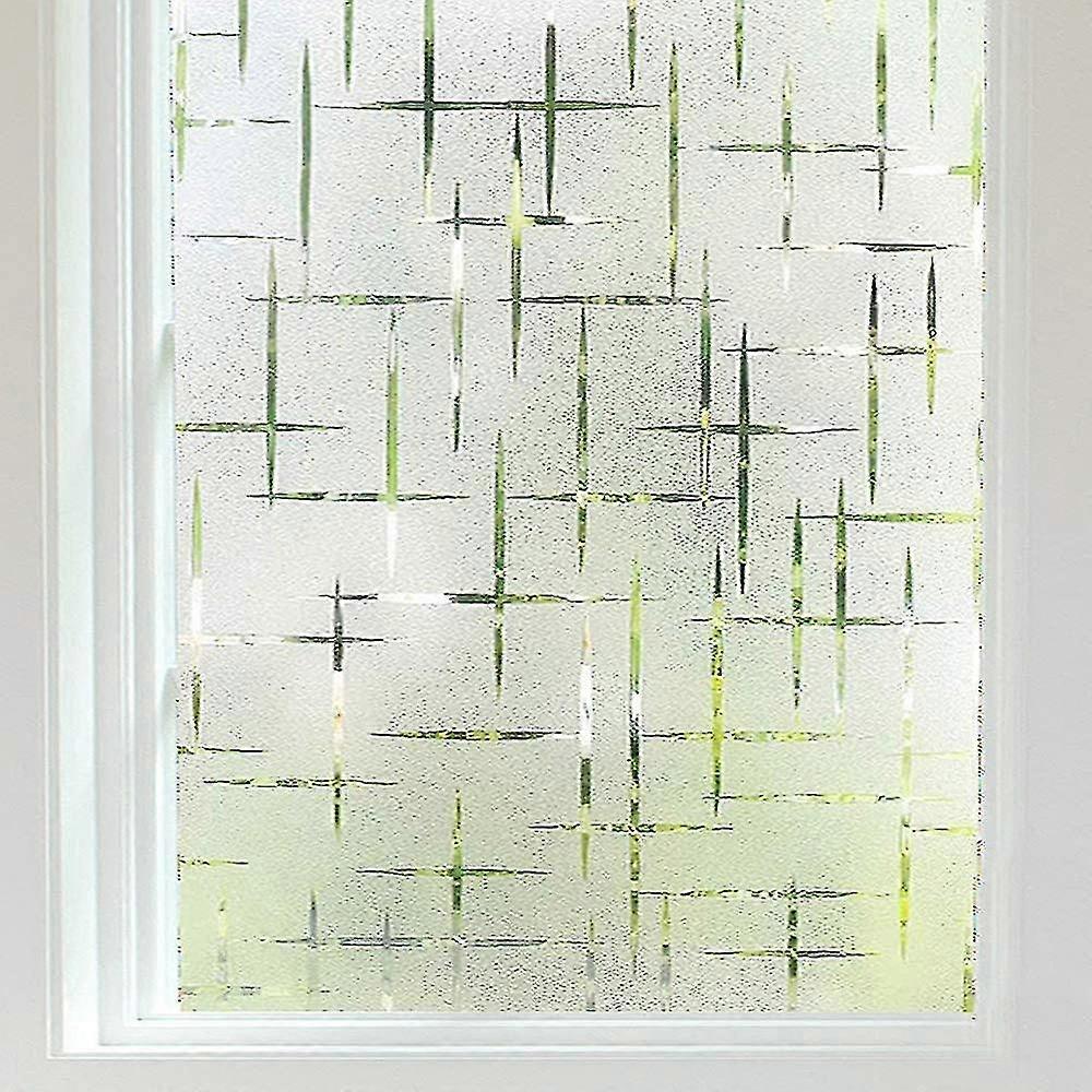 Window Film Privacy And Light Protection Decorative Self Adhesive Static Frosted Window Sticker(cross Pattern) (45200cm)