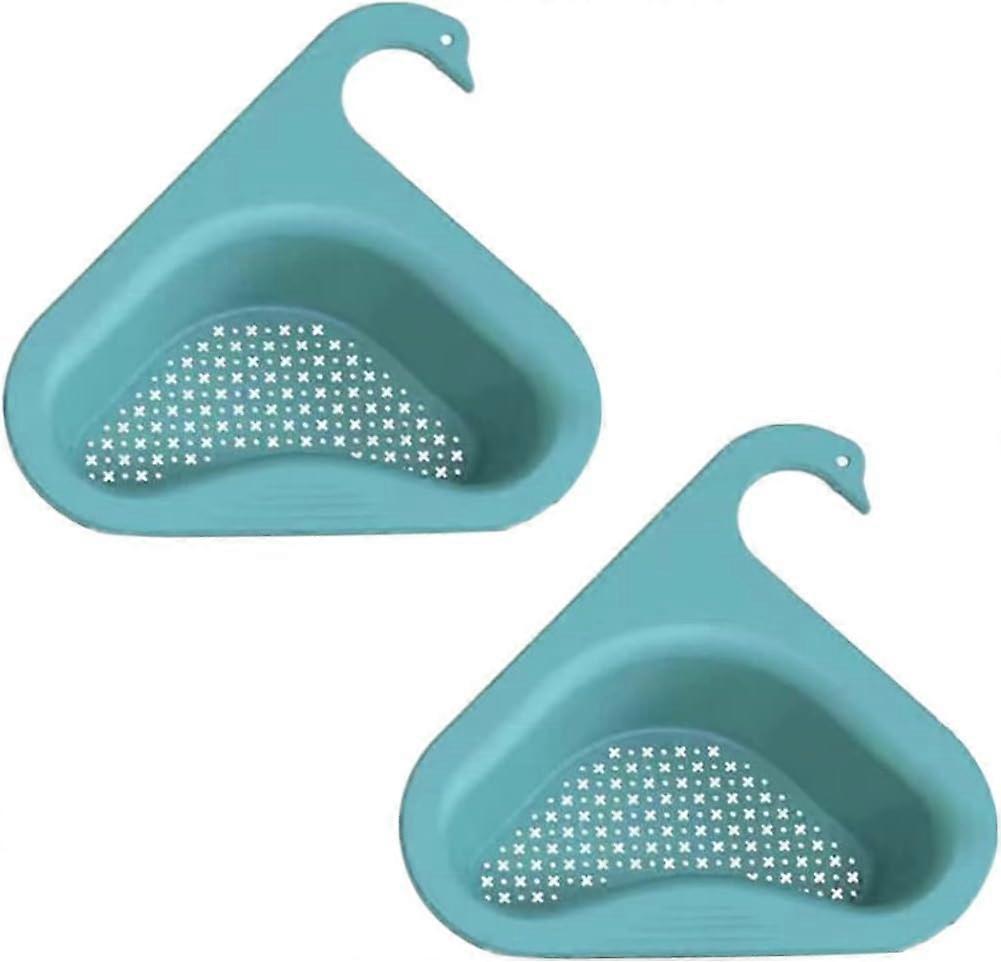 Triangular Sink Roughness Corner Drainer Snag Kitchen Food Sink Strainer Sky Blue 2pcs.