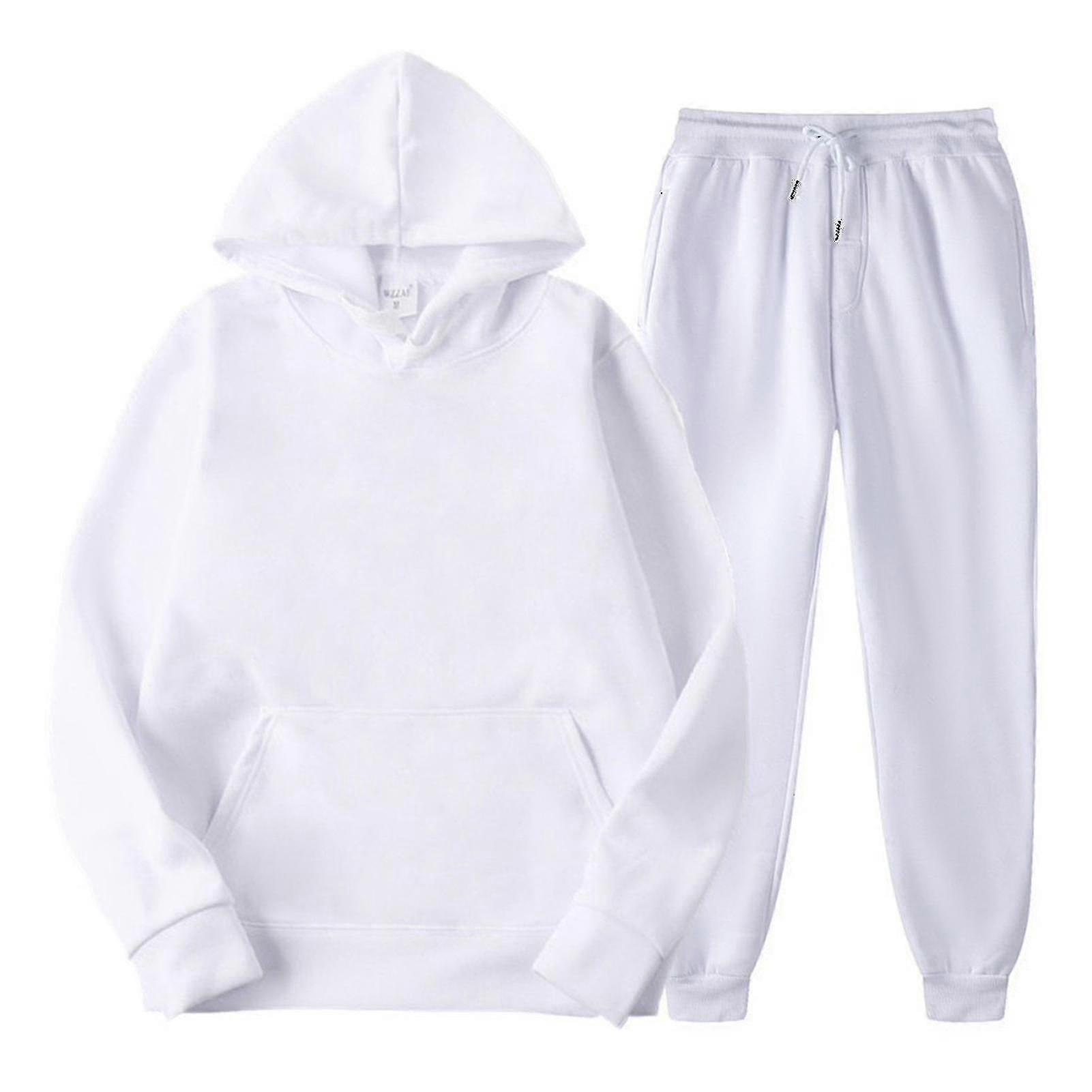 Sweatpant Set Jogger Sweatsuits Pullover Hooded Drawstring Tops For Running Walking Wear-