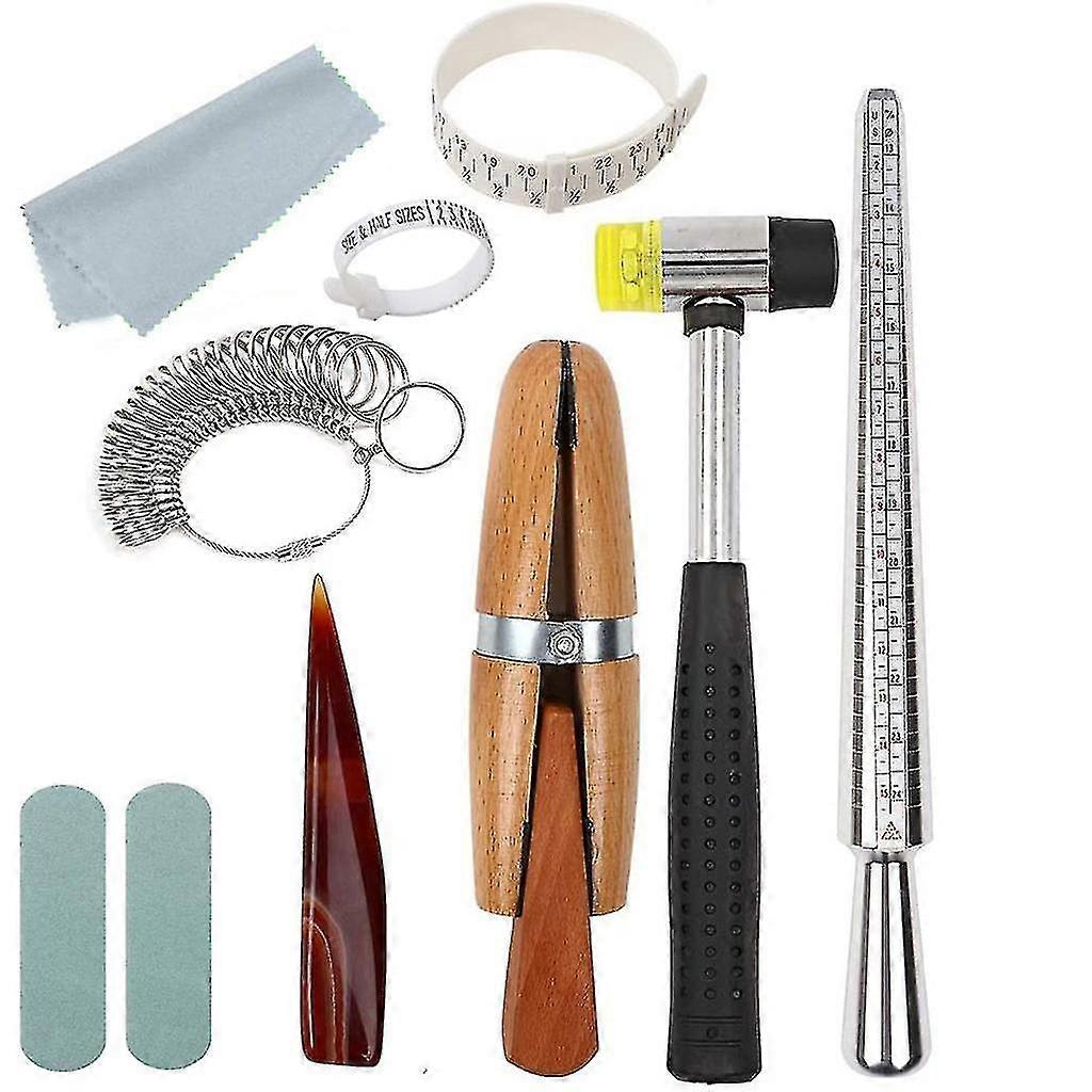 11pieces Ring Sizer Mandrel Set Ring Mandrel Rubber Hammer Ring Sizer Gauge