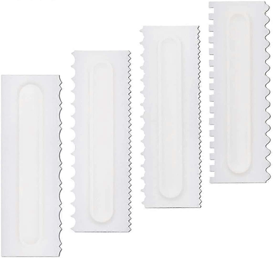 Decorative Comb and Icing Smoother Tool Scraper set of 4, Plastic Serrated Cake Scraper, Decorative Mousse Butter Cream Cake Edge Tool