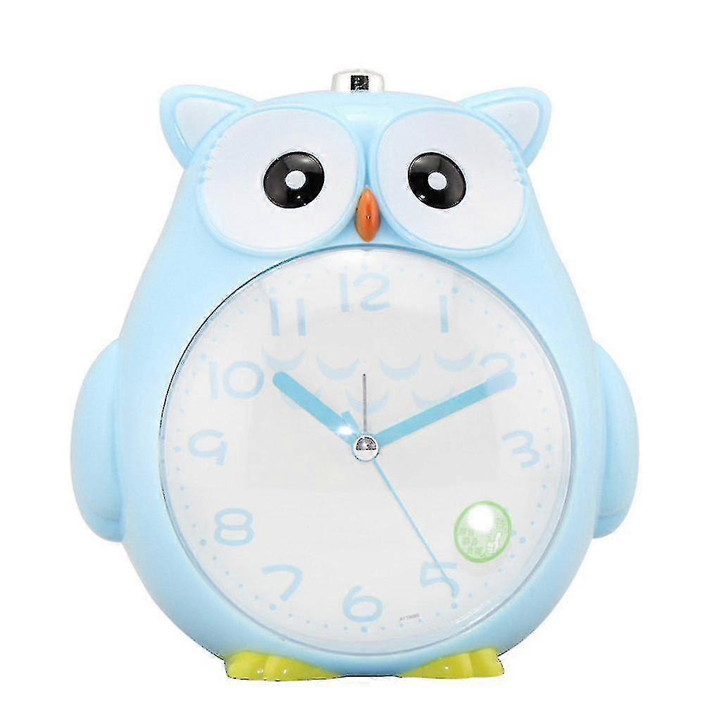 かわいいフクロウのミュートスキャンナイトライトダブルトーン学生子供用目覚まし時計-b