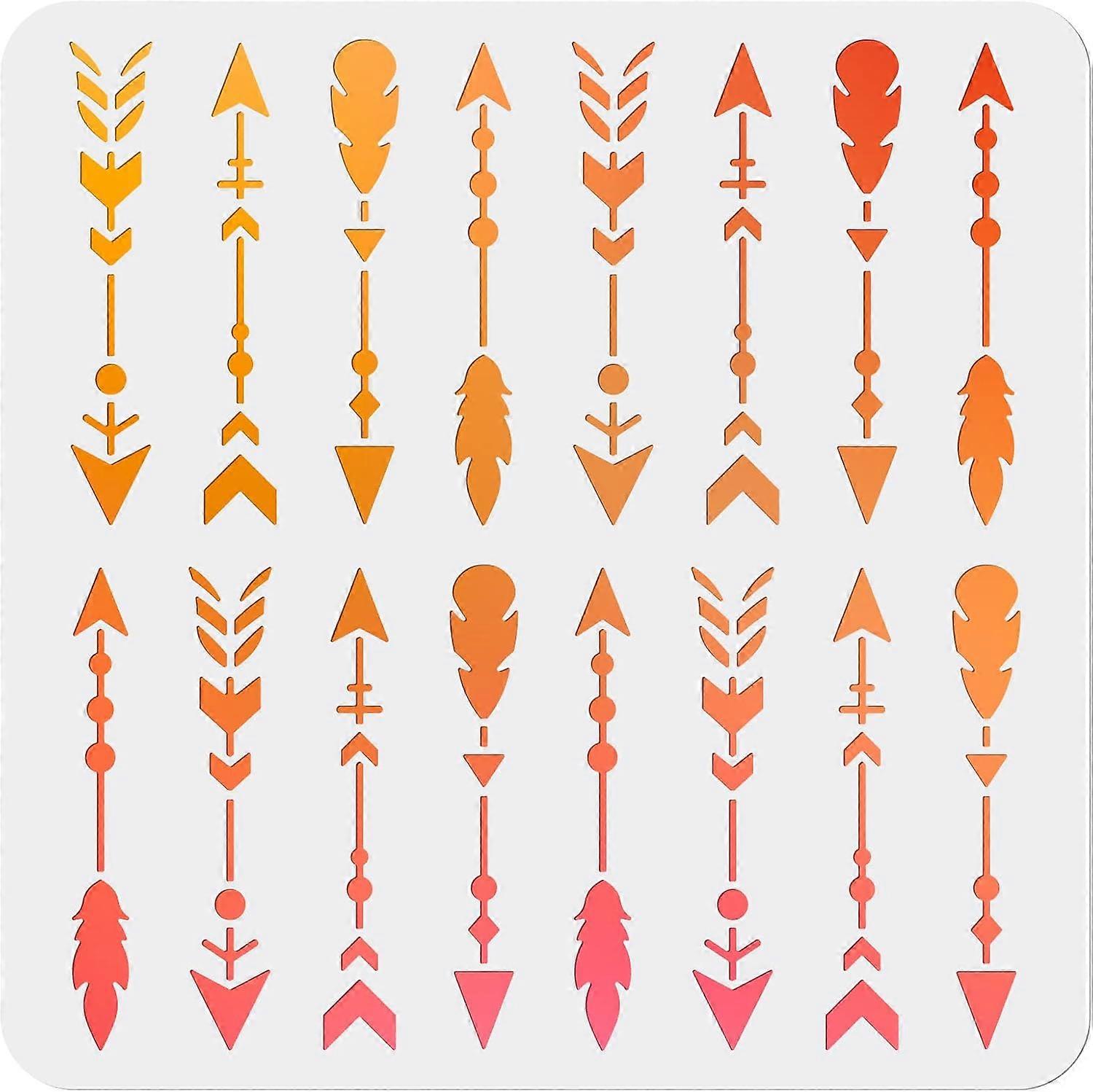16 Styles Arrow Feather Stencil 11.811.8inch Arrow Kit Stencil Directional Arrow Sign Reusable DIY Arrows Template for Farmhouse Furniture Wood Sign W