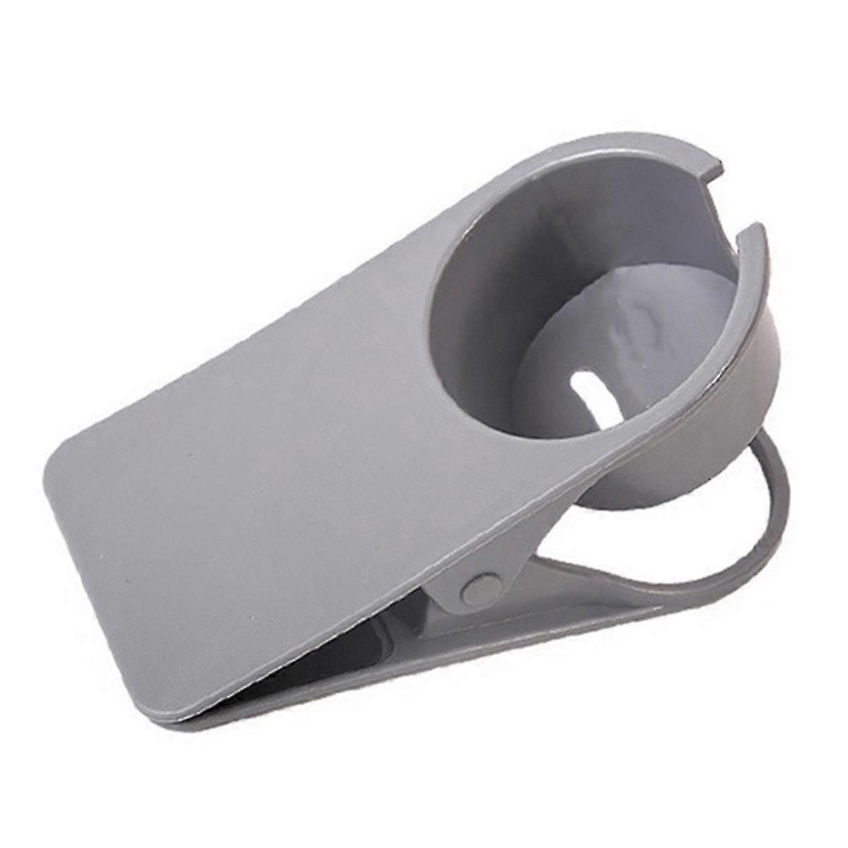 ドリンクカップホルダーテーブルサイドウォーターカップ棚オフィスデスクトップコンピュータデスク固定カップホルダーデスク収納クリップ、グレー