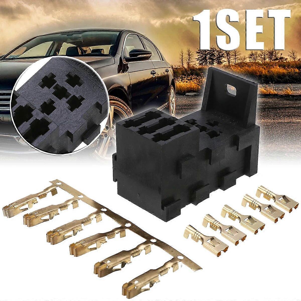 Relay & 3 Fuse Base Kit 4&5 PIN Flasher Relay ATO Fuses Holder Socket Box for Mini Standard Automotive Relays