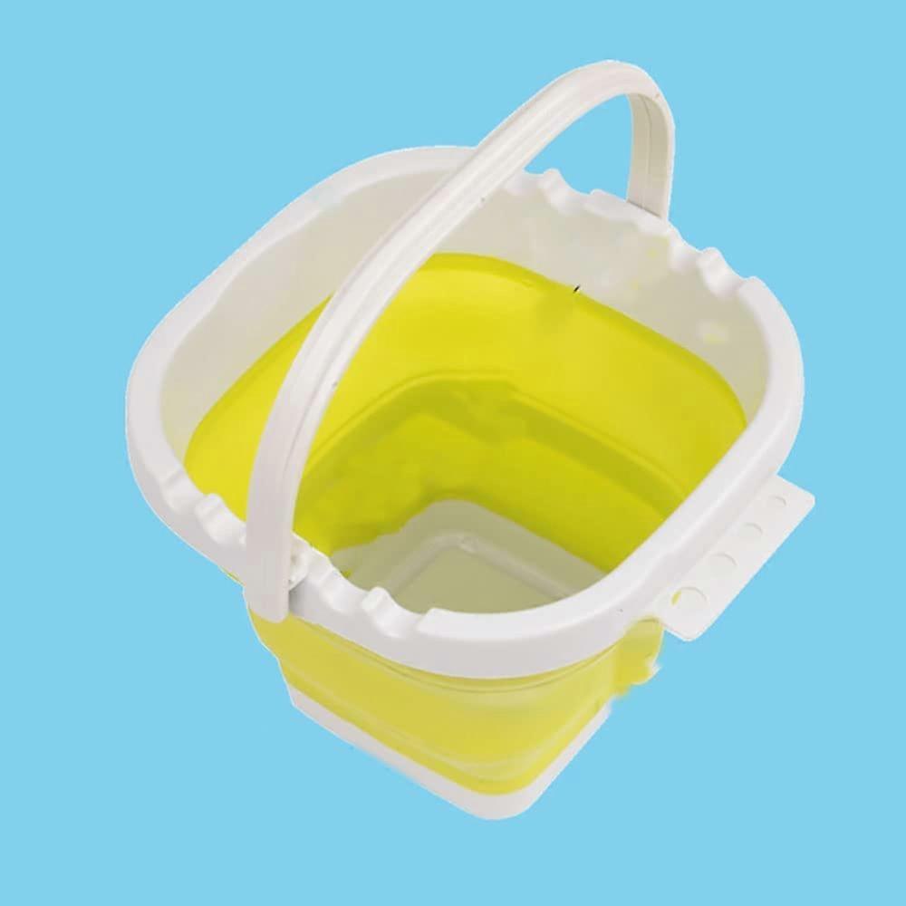 Folding Bucket with Compartment, Portable Pen Wash Bucket for Art Painting, Pigment Silicone Pen Wash Bucket, Portable Folding Bucket with Handle Yell