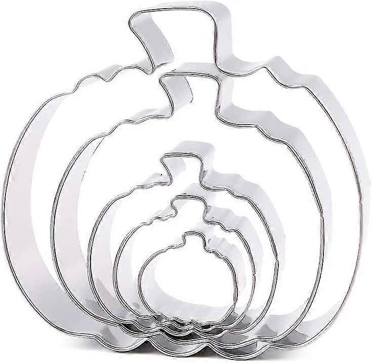 Pumpkin Cookie Cutter Set - 5 Piece Different Sizes Pumpkin Shapes Stainless