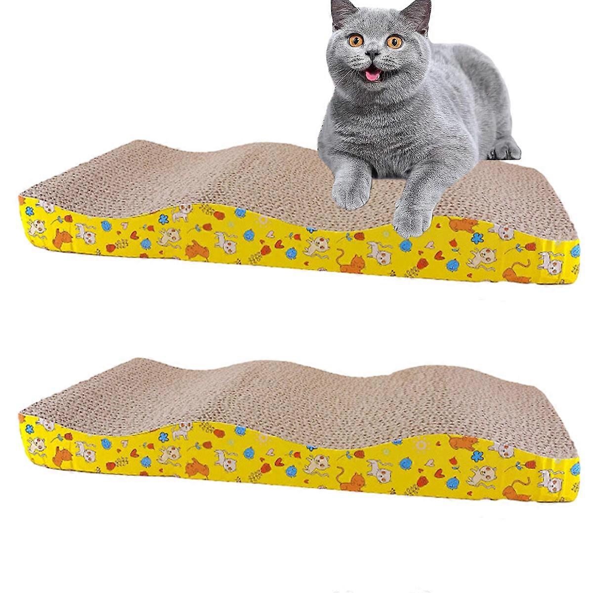 Cat Scratching Pad, Cardboard Reversible Cat Scratcher Large Wide Modern Sofa Bed with Catnip (Pack of 2)