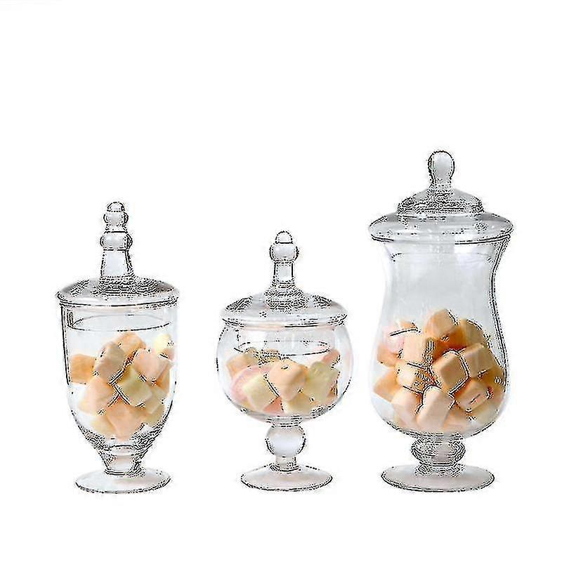 European Style Transparent Glass Candy Jar Storage Jar Sugar Bowl With Lid High Legged Window(best)