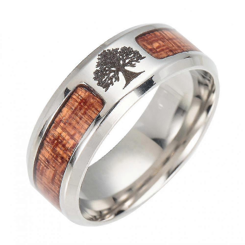ring wedding living men's comfortable tree inlaid design flat