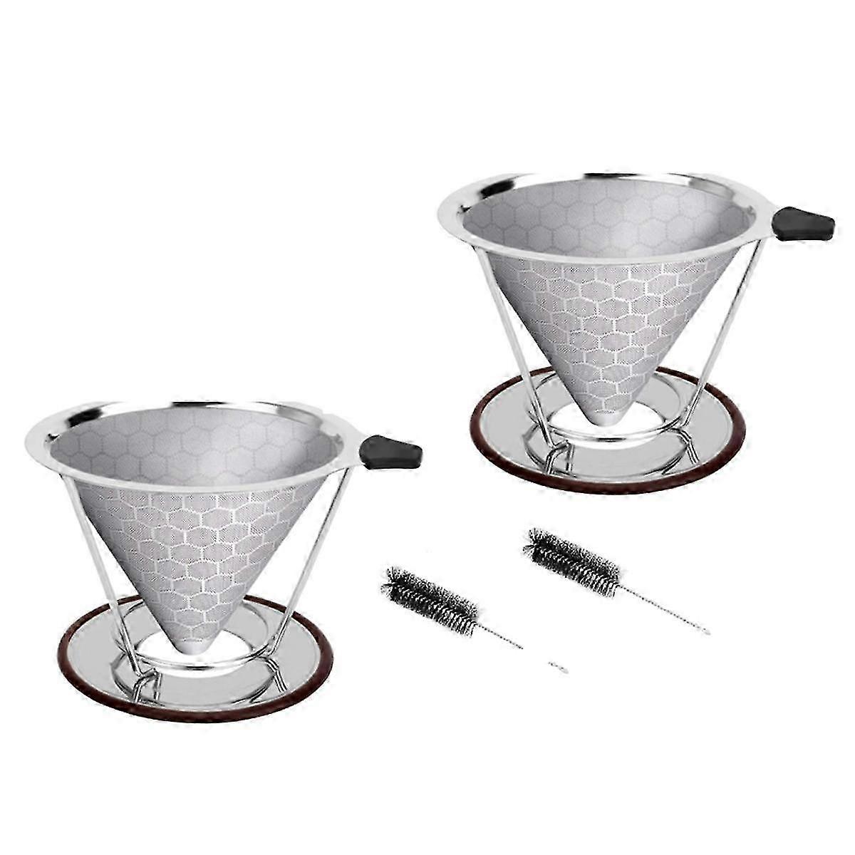Coffee Filter with Base Filter-Free Paper Filter Coffee Filter Coffee Dripper with Cleaning Brush f