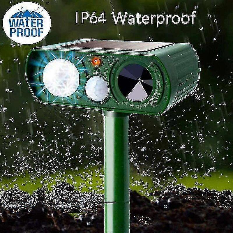 Solar Powered Garden Cat Repeller - 5 Modes, USB Charging Option, Includes Ground Stake