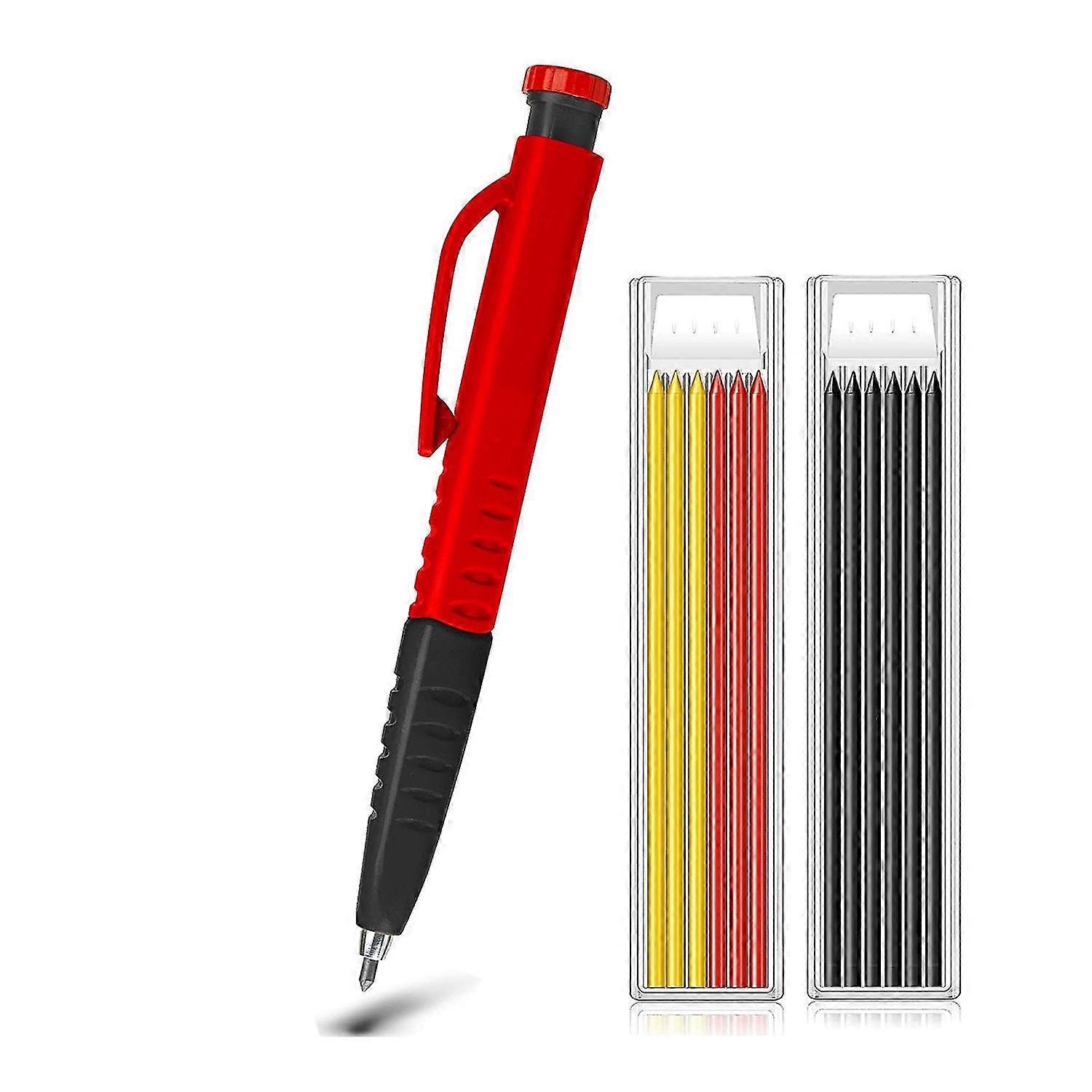 Mechanical Carpenter Pencils Construction Pencils With Built-in Sharpener + 12 Refills For Carpente