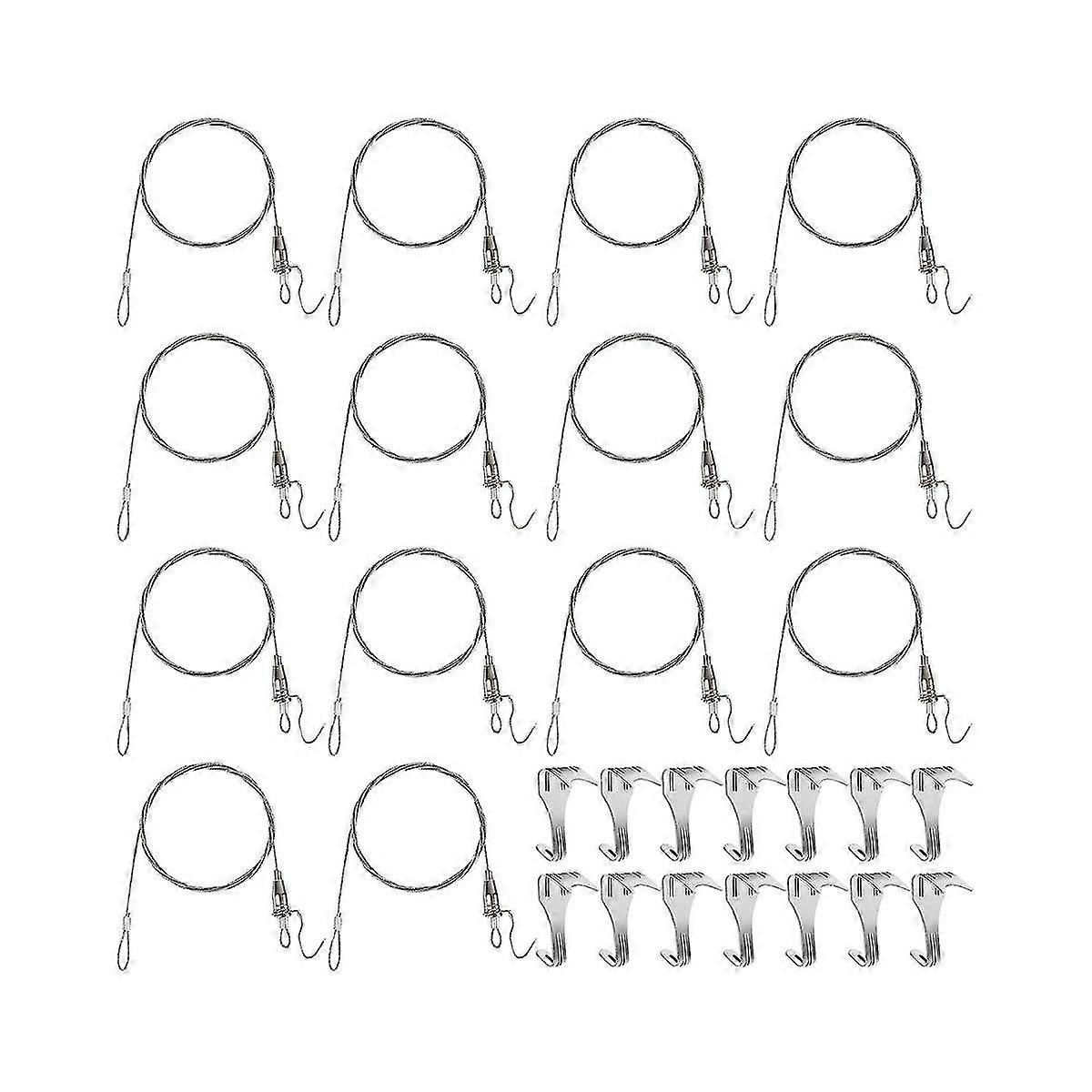 Sturdy Picture Rail Hanging System 88 Lb (40 Kg) Max Load Capacity Adjustable Wire Hooks Kit 3ft Length Cable With Loop