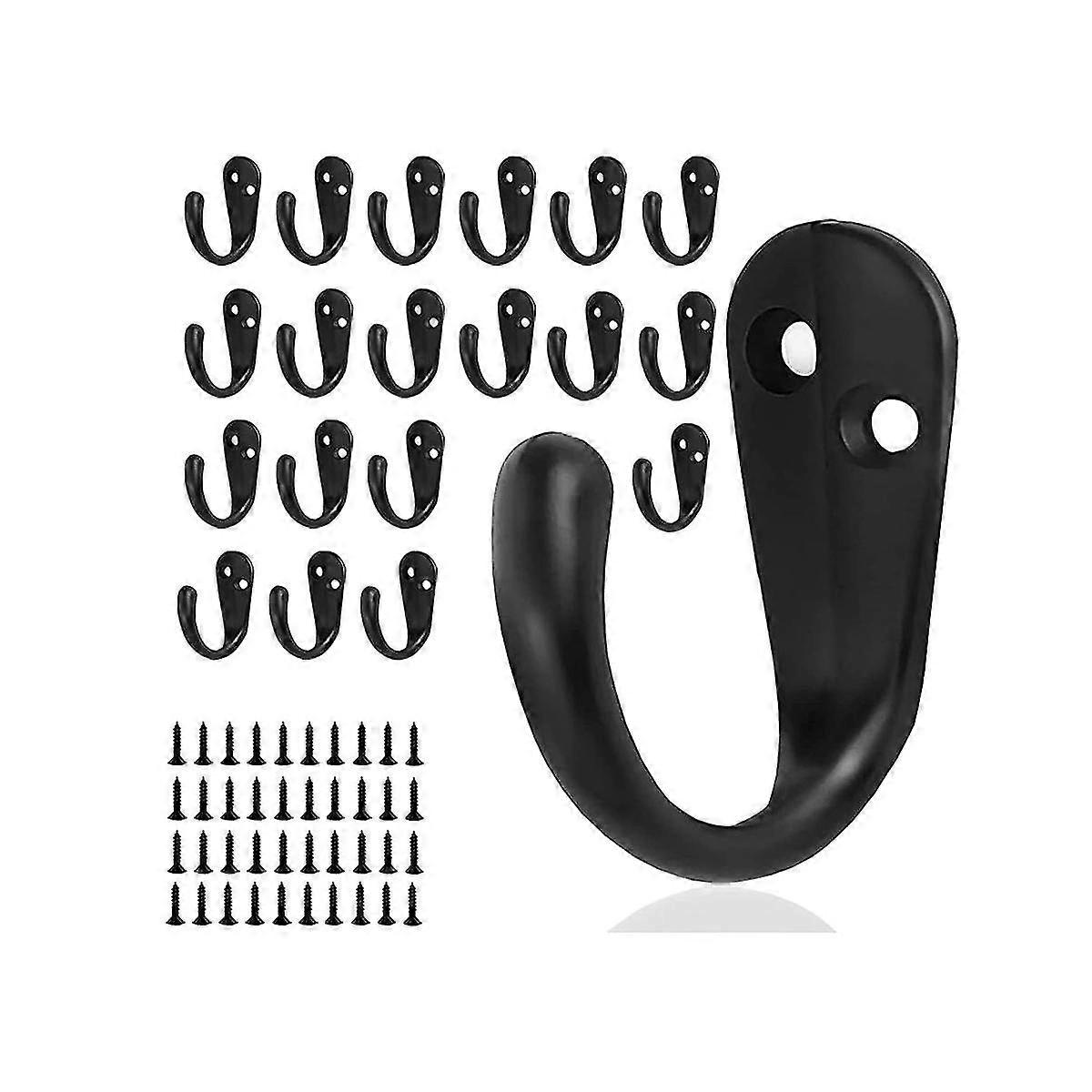 20pcs Hooks, Metal Coat Hanger Hooks For Wall Hooks For Hanging Coats, Robe, Key, Towel, Cap, Coffe