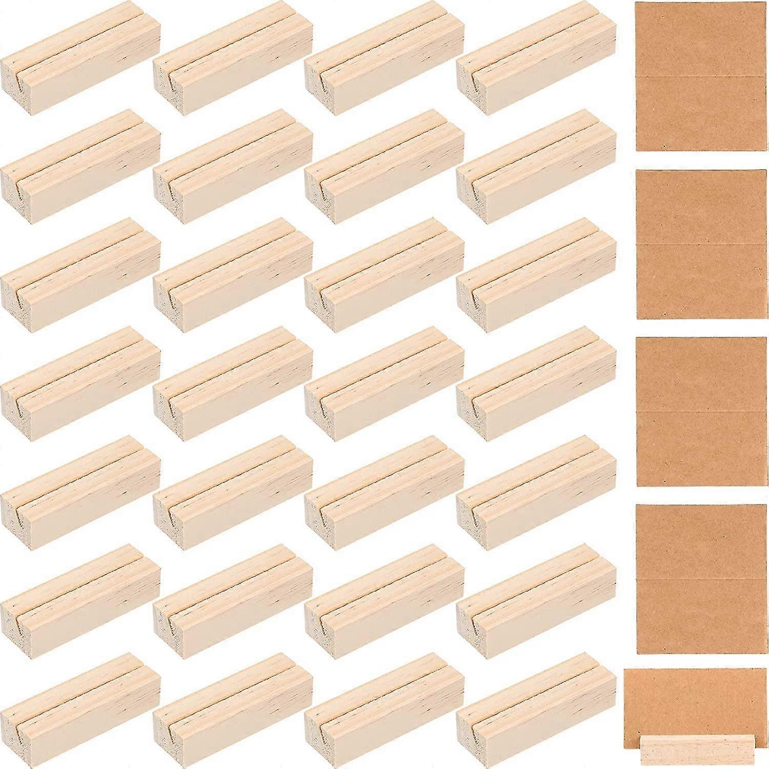 30個の木製サインホルダー、木製テーブル番号スタンド、カードホルダー、紙カード付き、結婚式用