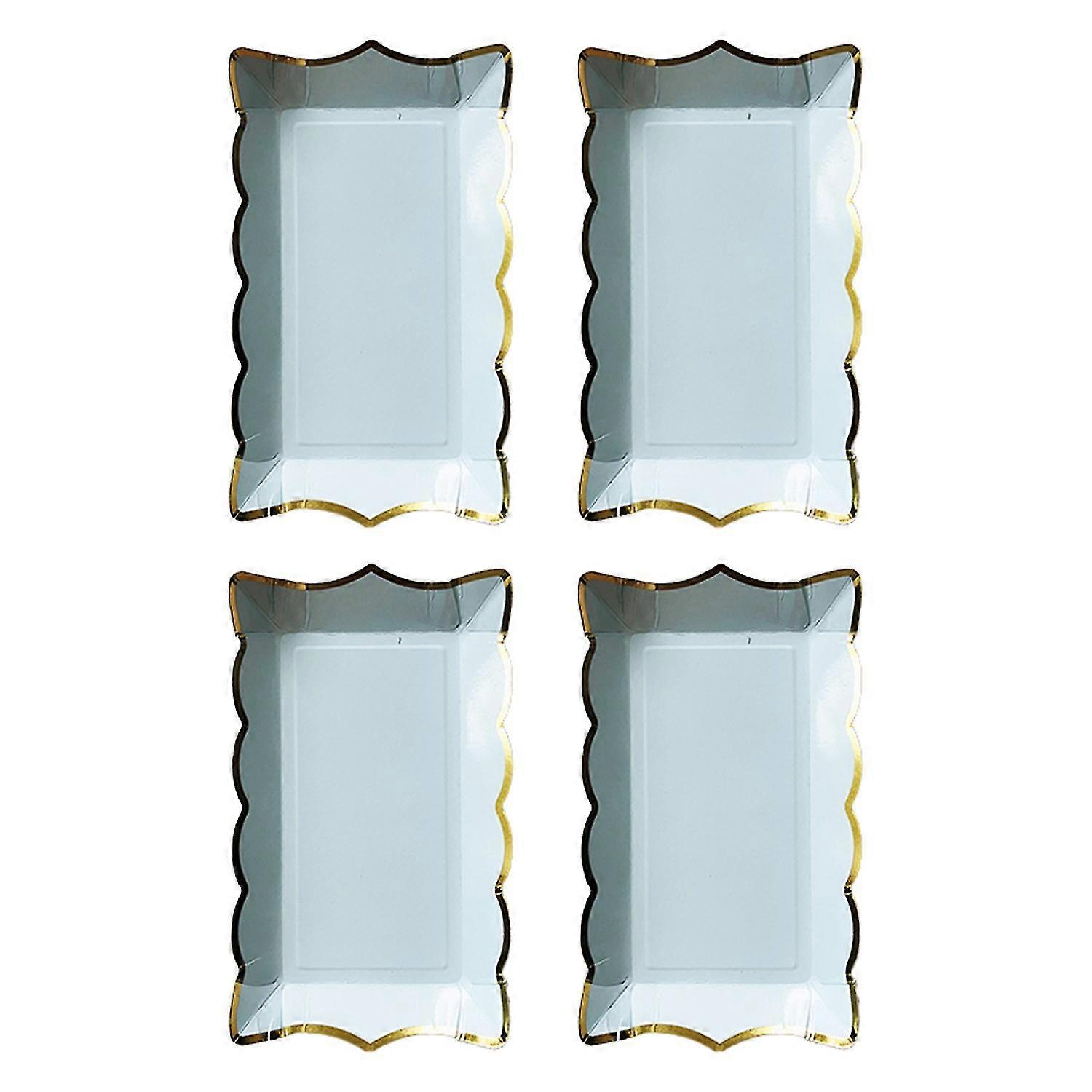 4Pcs/Set Disposable Fruit Plate Multifunctional Large Capacity Colorful Rectangular Disposable Table-ZZY