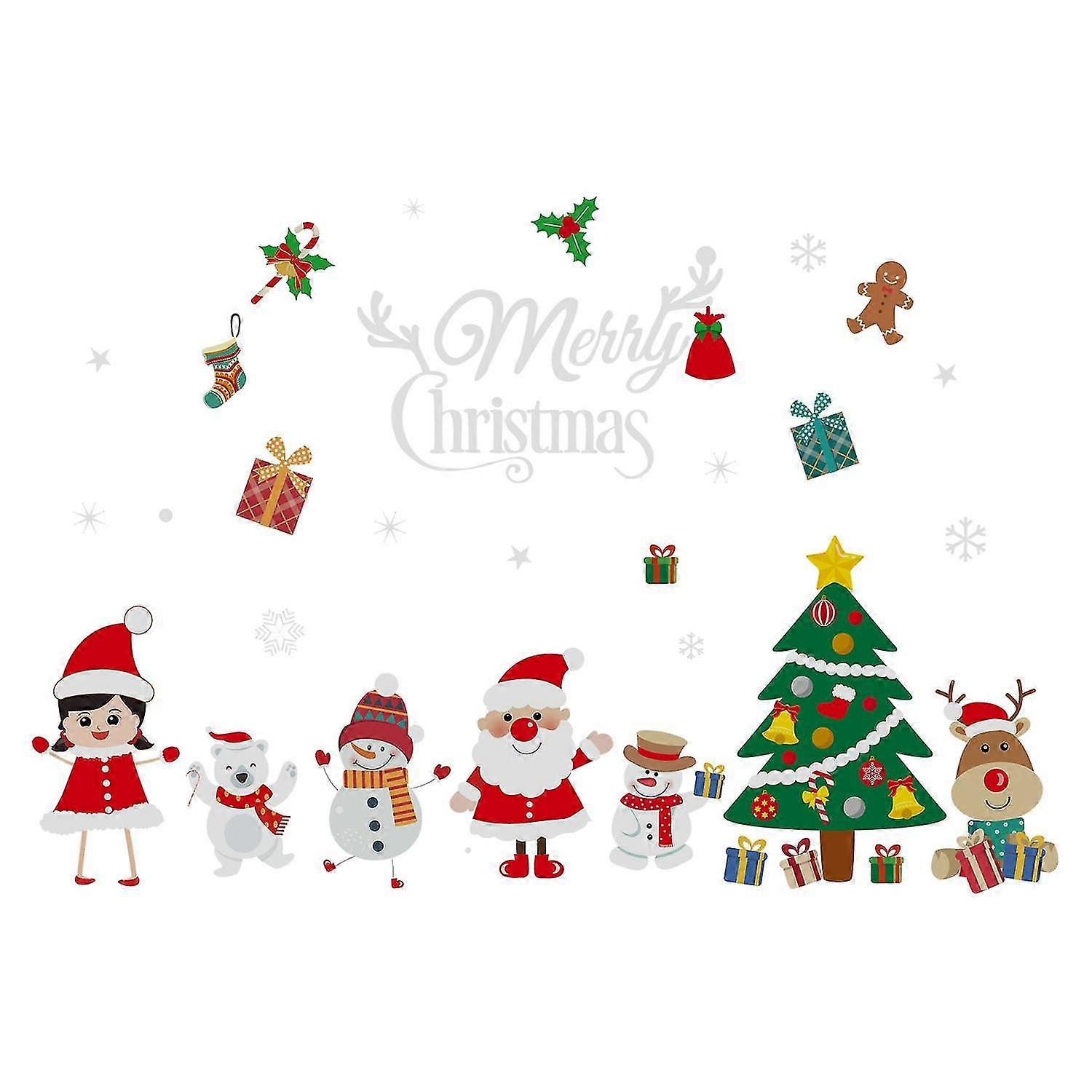 Christmas Window Clings Tear Resistant Easy to Peel Waterproof Eye-catching Xmas Window Static Stick