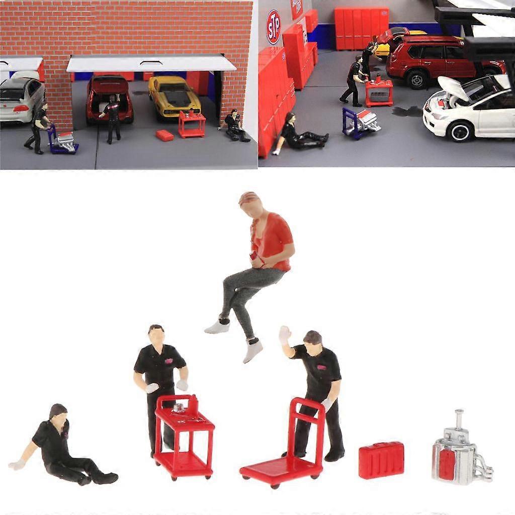 8Pcs RM 1/64 Diorama Chatting Doll Collections Character For Siku Fire-wheel