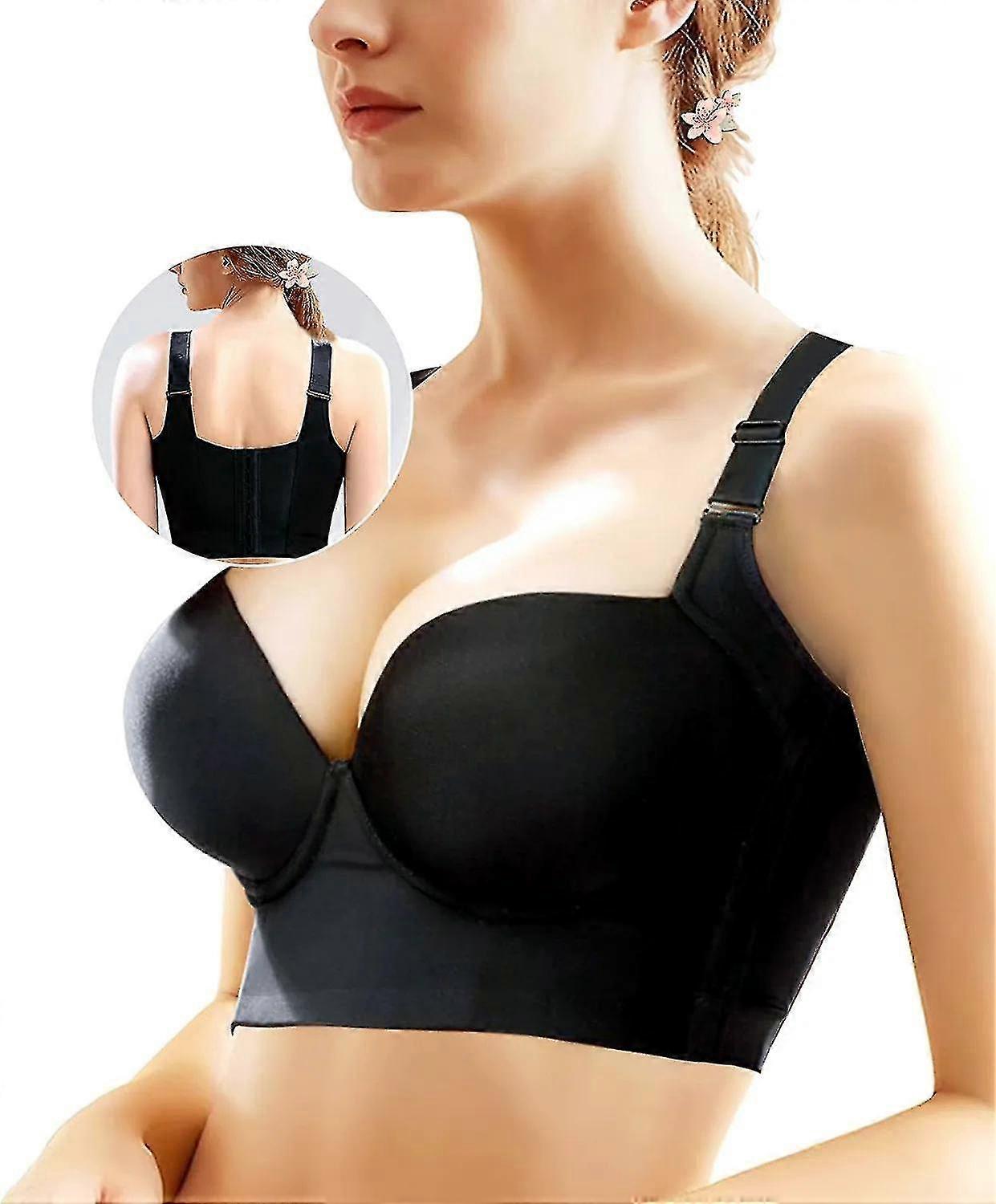 Women's Push Up Bra,full-coverage Underwire Bra,hide Back Fat Deep Cup Bra,smoothing T-shirt Bra,sculpting Uplift Bra