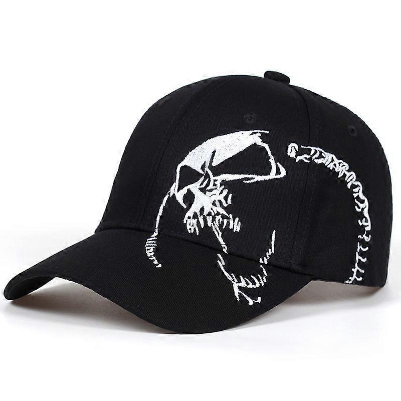 Skull Printed Baseball Cap Black Snapback Hat Cotton Sun Hat Unisex