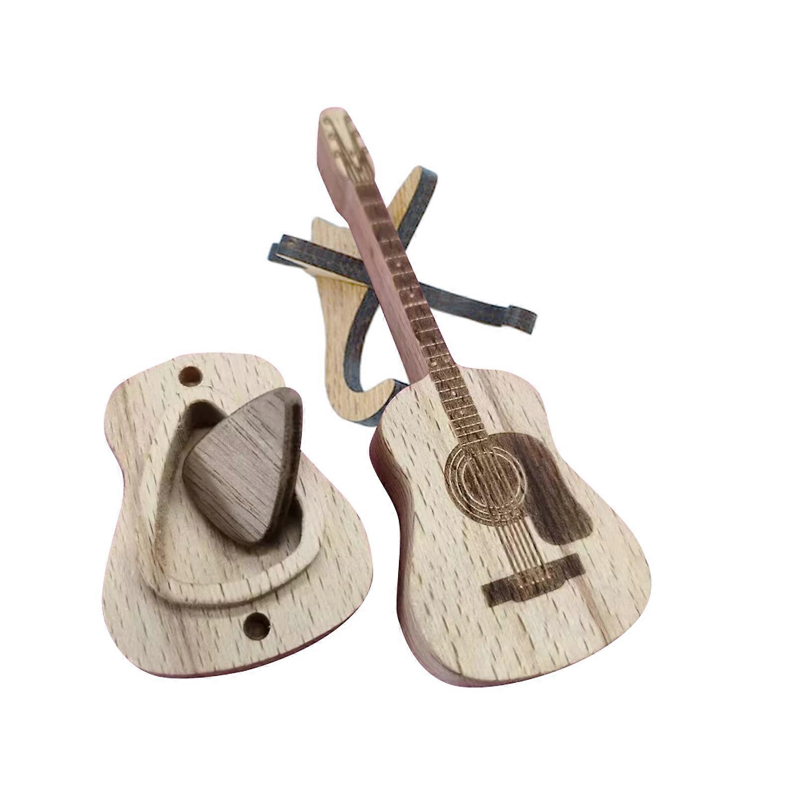 Trä Gitarr Plektrumlåda med Gitarr Plektrum, Akustisk Gitarr Box för Gitarr Plektrum 100% Ny